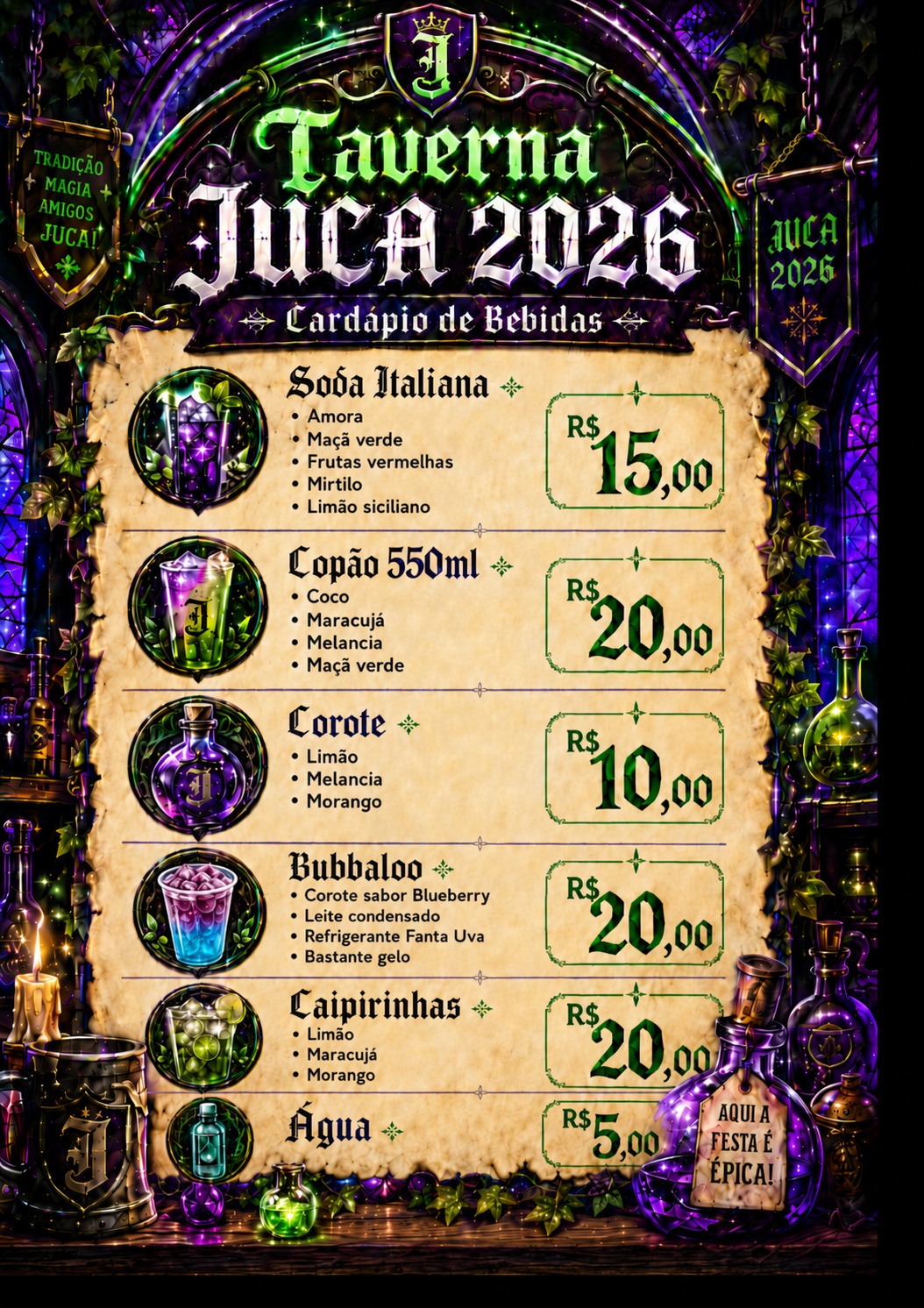 Cardápio Juca 2026